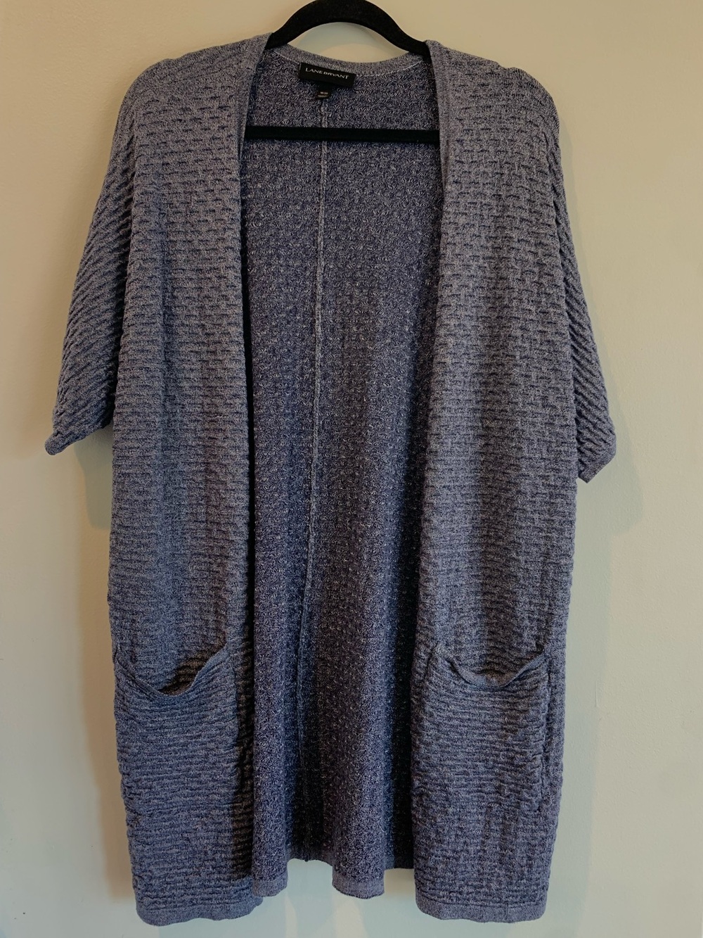 Lane Bryant textured open-front cardigan sweater designed with a relaxed silhoue